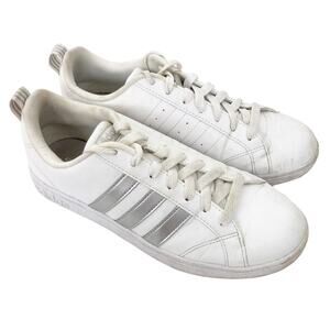 Adidas VS Advantage White Silver Sneakers Sz 7.5